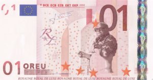 Un billet de 1 euro inventé par Royal de Luxe, on y voit le metteur en scène Jean-Luc Courcoult